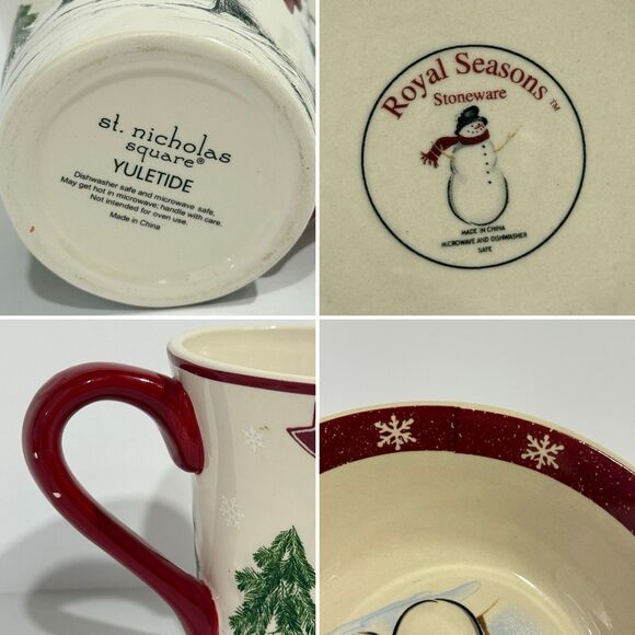Royal Seasons Snowman Mug & Bowl Set St Nicholas Square Yuletide Stoneware - Picture 10 of 16